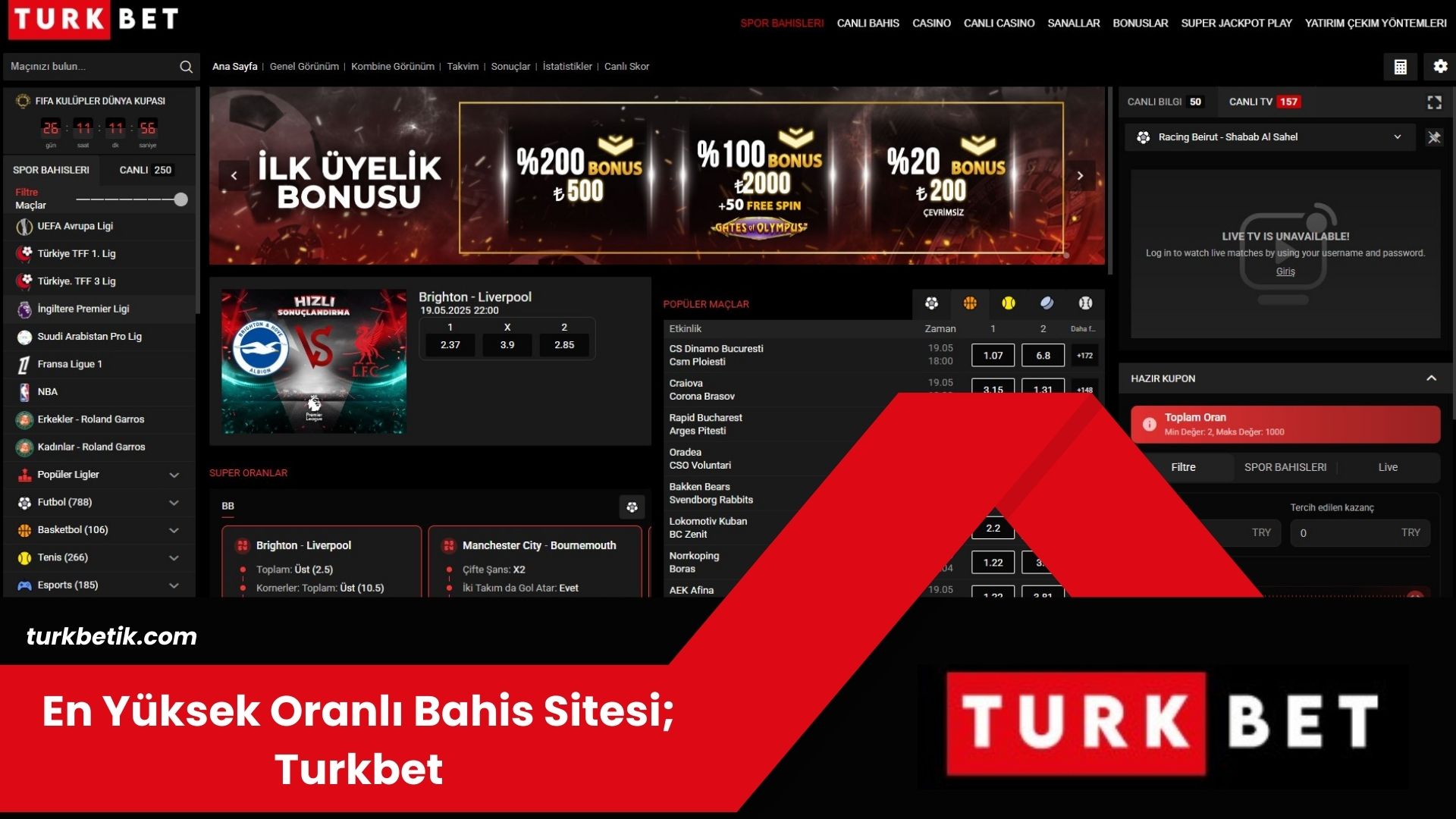 En Yüksek Oranlı Bahis Sitesi; Turkbet
